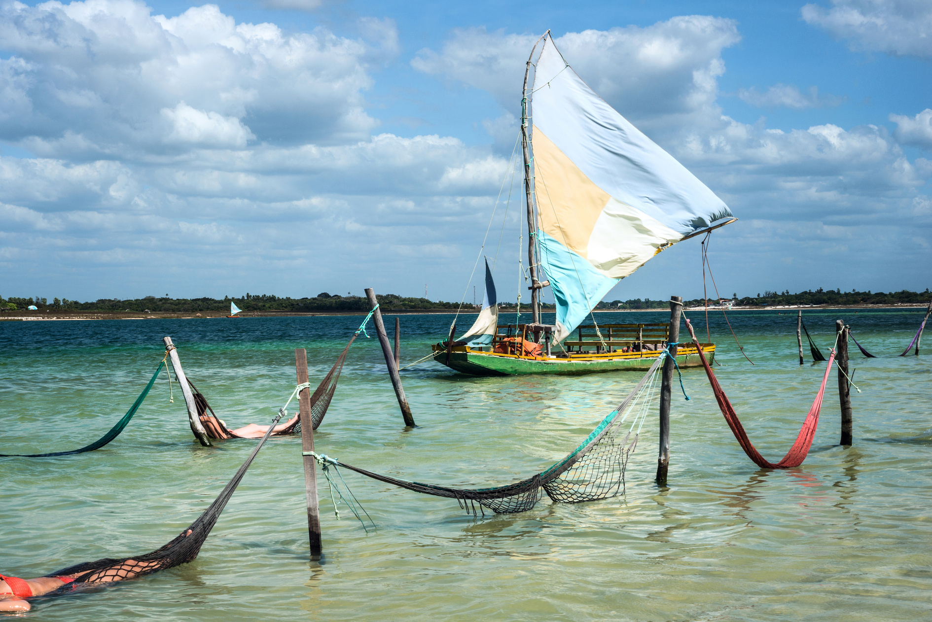 Sail boat and hammocks, Jericoacoara, Brazil